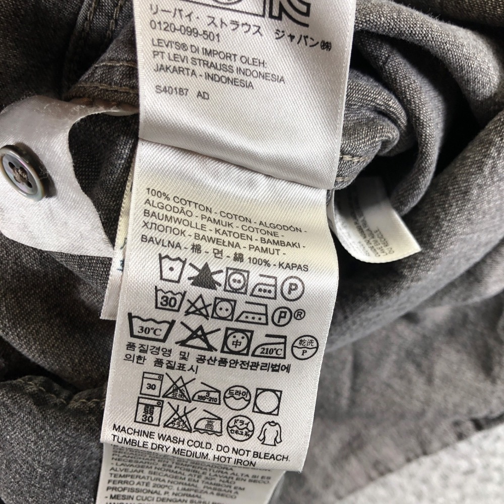 Levis Shirt Mens Large Charcoal Denim Pearl Snap Western Rodeo Long Sleeve - Picture 7 of 11